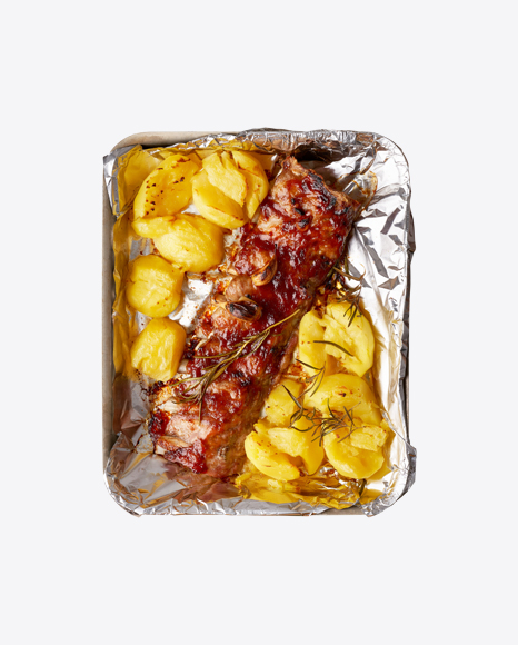 Baked Meat Piece w/ Potatoes PNG
