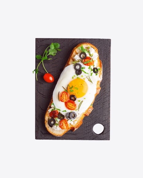 Toast w/ Roasted Egg, Cottage Cheese & Vegetables PNG