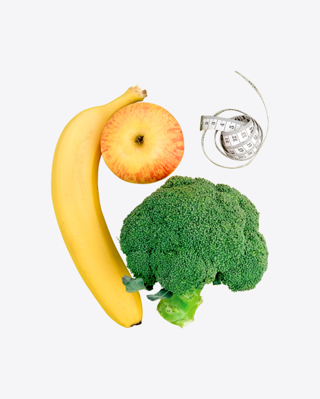 Broccoli, Apple, Banana & Measure Tape PNG