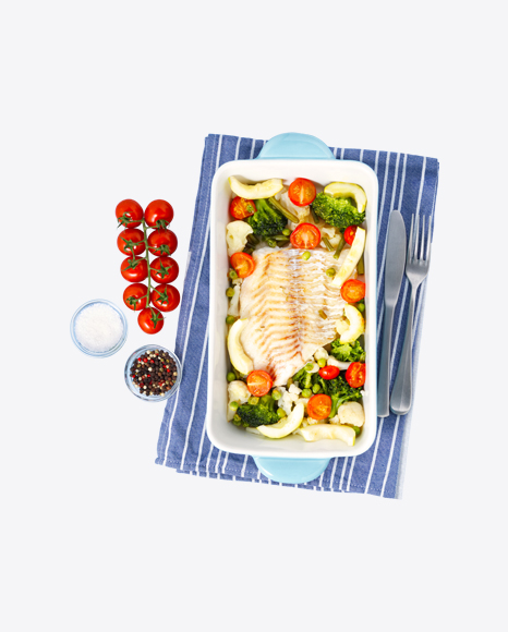 Fish Fillet w/ Baked Vegetables PNG