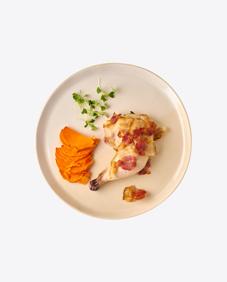 Baked Chicken Drumctick w/ Bacon & Sweet Potato PNG