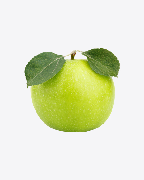 Green Apple with Leaves PNG