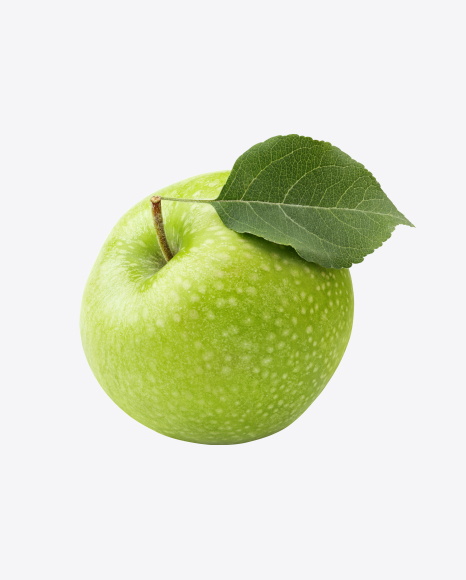 Green Apple with Leaf PNG