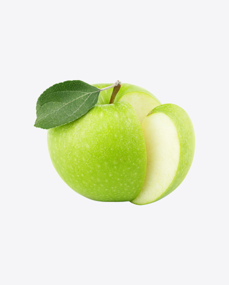 Green Apple with Slice PNG