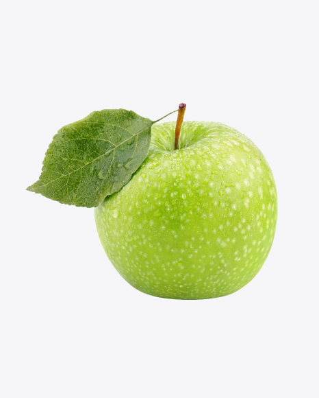 Green Apple with Water Drops PNG