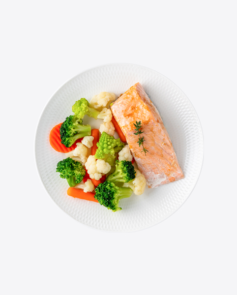 Steamed Salmon w/ Vegetables PNG