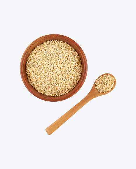 Wheat Groats in Wooden Bowl & Wooden Spoon PNG