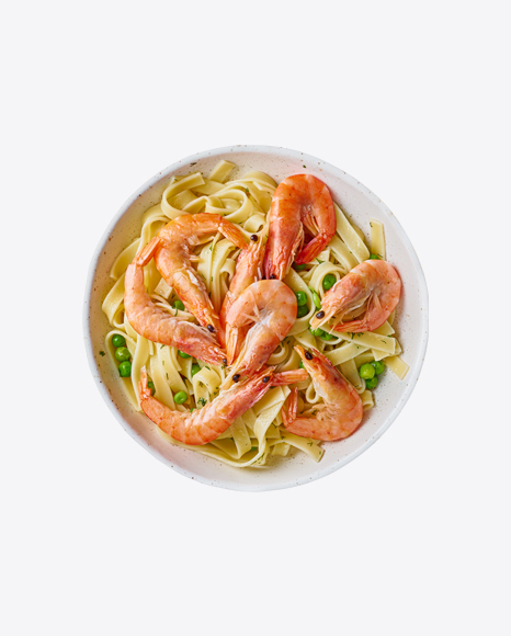 Tagliatelle Pasta w/ Shrimps & Green Peas PNG