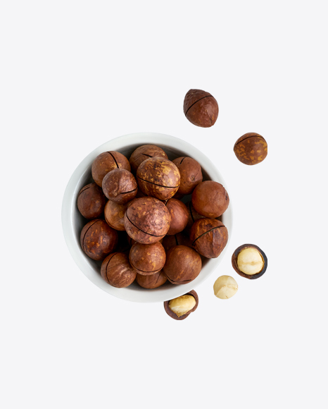 Macadamia Nuts in Ceramic Bowl PNG