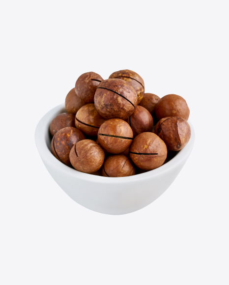 Macadamia Nuts in Ceramic Bowl PNG