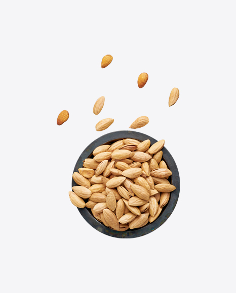 Almond Nuts in Shell in Ceramic Bowl PNG