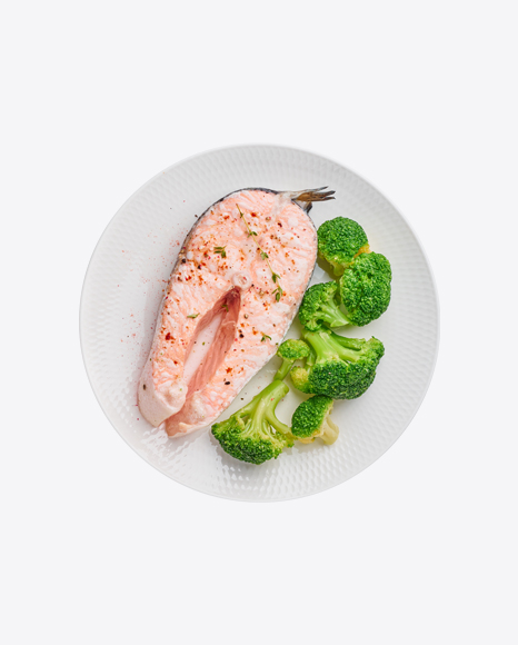 Steamed Salmon w/ Broccoli PNG