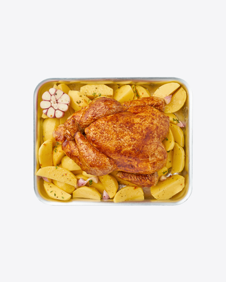 Baked Chicken w/ Potato Slices PNG