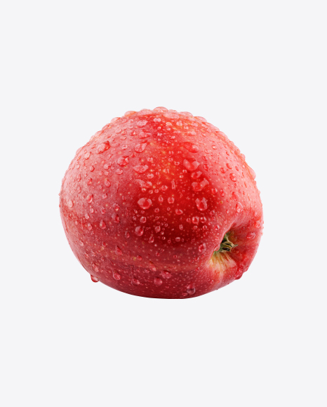 Red Apple with Water Drops PNG