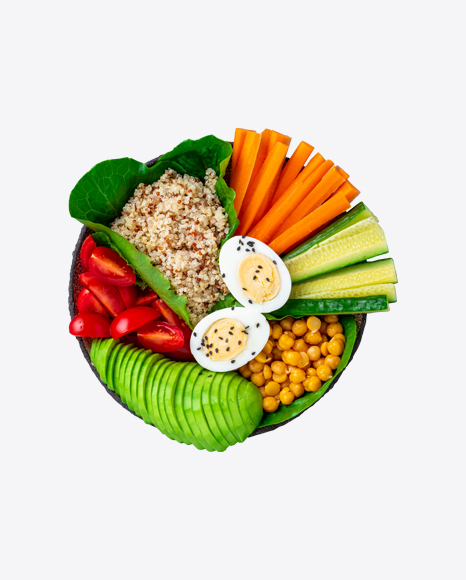 Vegetarian Bowl w/ Quinoa, Cheakpea and Boiled Eggs