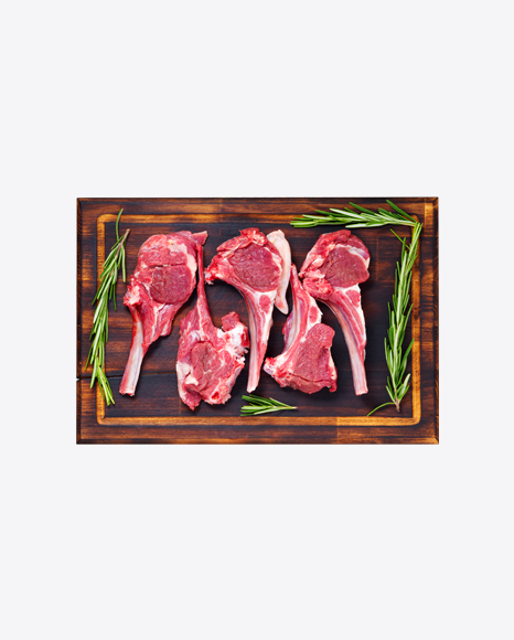 Raw Tomahawk Steaks on Wooden Board