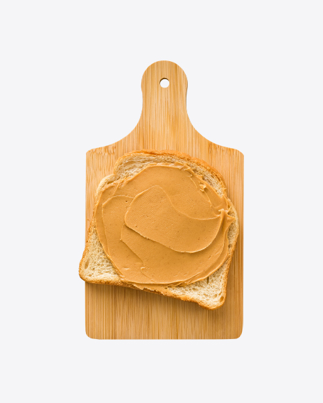 Peanut Butter Toast on Wooden Board