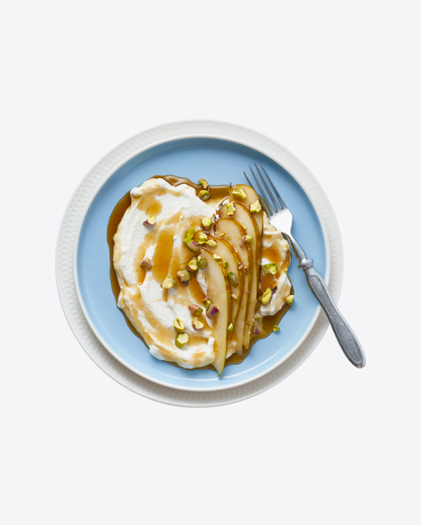 Baked Pear Slices w/ Cream & Nuts