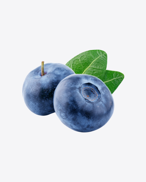 Blueberry Set with Leaves PNG