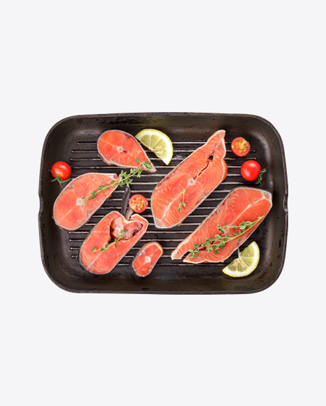 Salmon Slices on Grill Pan