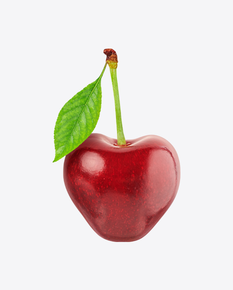 Cherry with Green Leaf PNG