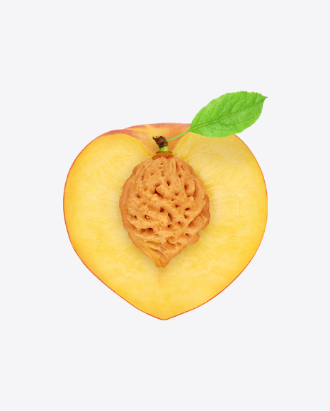 Peach Slice with Leaf PNG