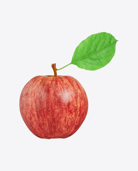 Red Apple with Leaf PNG