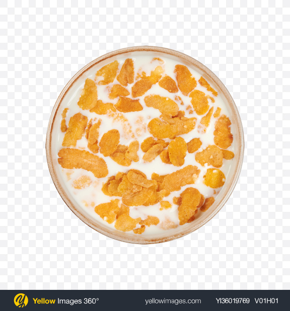 Download Cornflakes with Milk in a Bowl Transparent PNG on YELLOW Images