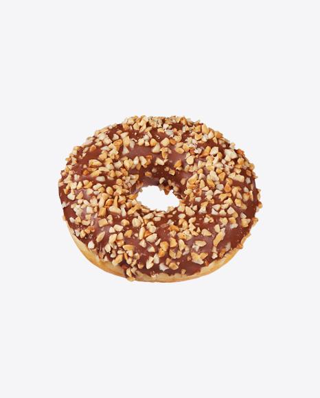 Chocolate Donut with Nuts PNG