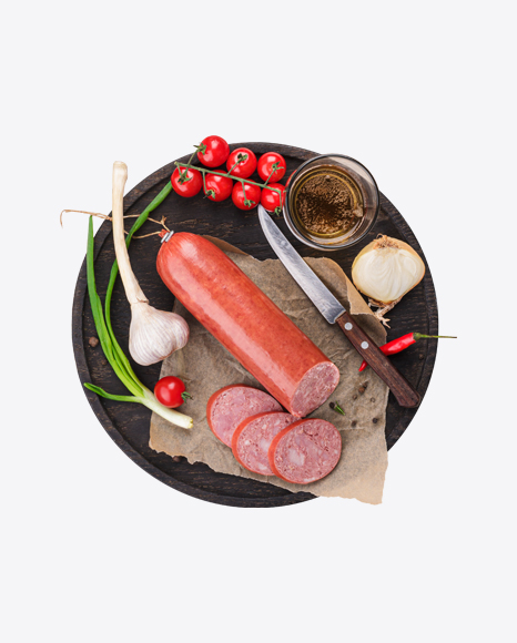 Snack Set w/ Sausage on Cutting Board