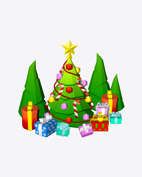 Low Poly Christmas Set PNG