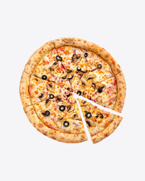 Sliced Pizza w/ Mushrooms & Olives