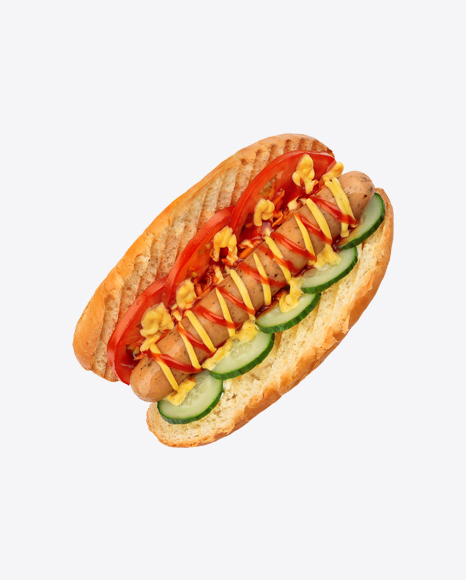 Hot Dog w/ Mustard & Vegetables PNG