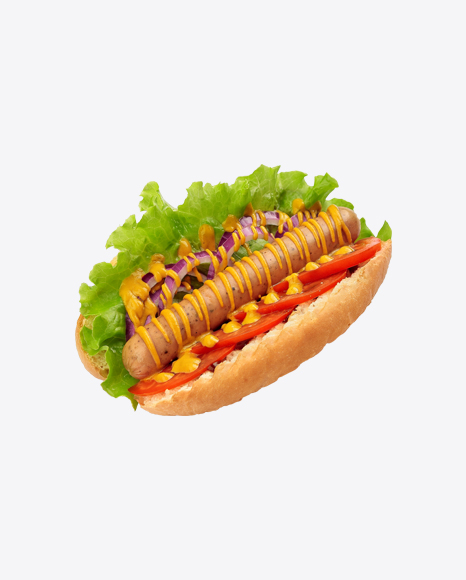 Hot Dog w/ Mustard & Vegetables PNG