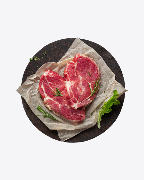 Raw Red Meat Slices w/ Greens PNG