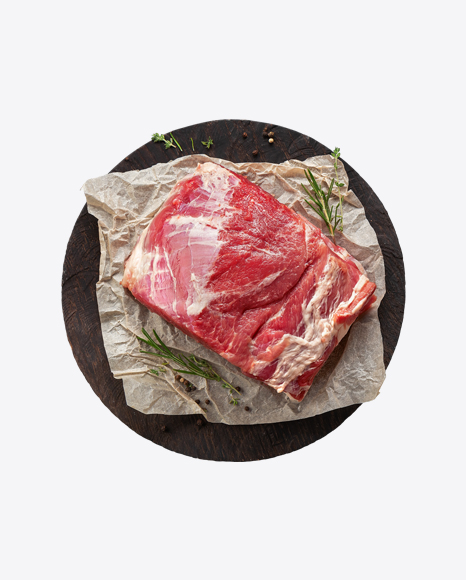 Raw Red Meat Slice w/ Greens PNG