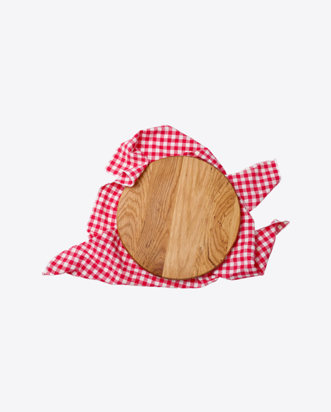 Round Wooden Board w/ Napkin PNG