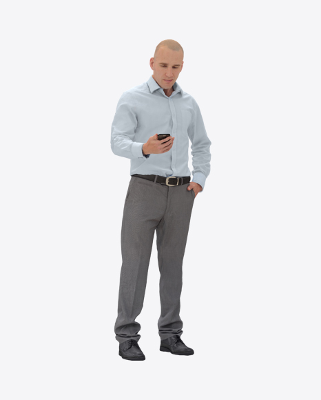 Man with Phone PNG