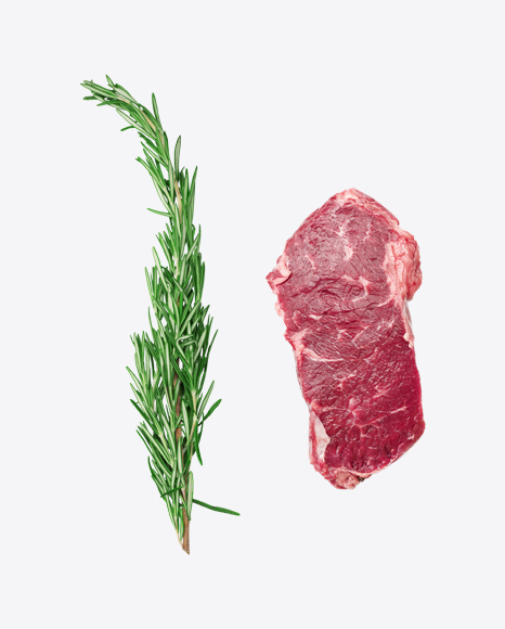 Raw Red Meat Slice w/ Rosemary Branch PNG