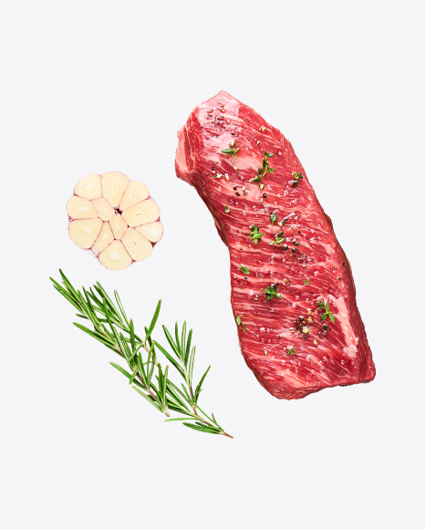 Raw Meat Piece w/ Garlic & Rosemary