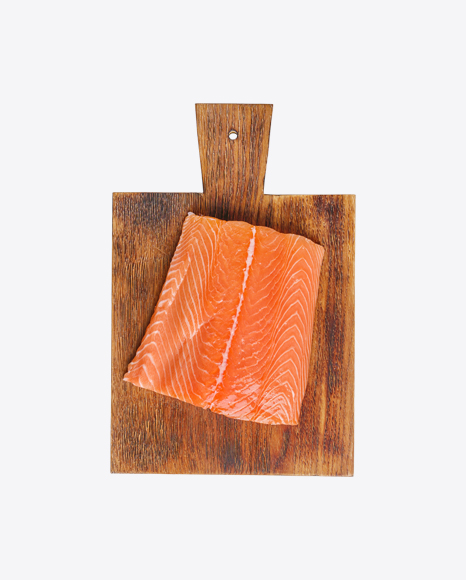 Salmon Slice on Wooden Board