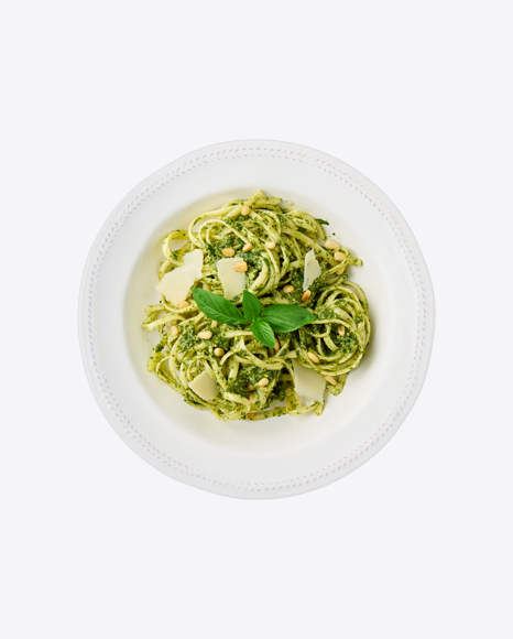 Pesto Spaghetti w/ Cheese Slices & Nuts