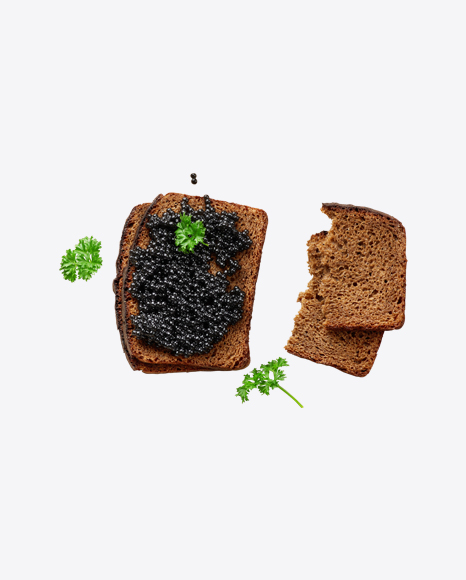 Rye Bread Slices w/ Black Caviar PNG