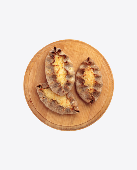 Potato Kalitka Pies on Wooden Board PNG