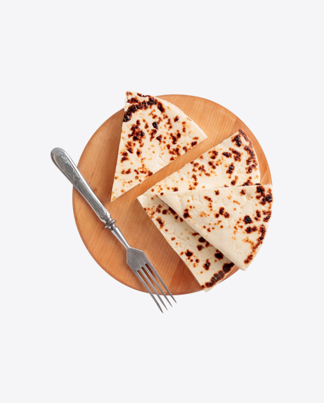 Finnish Squeaky Cheese Slices on Wooden Board PNG