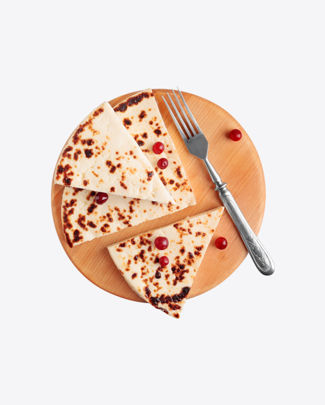 Finnish Squeaky Cheese on Wooden Board w/ Cranberries PNG