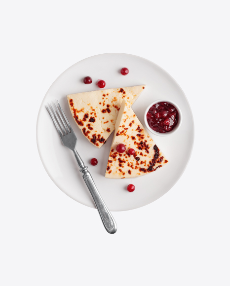 Finnish Squeaky Cheese Slices w/ Cranberry Jam PNG