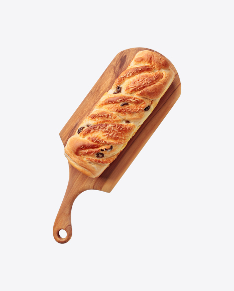 Bread w/ Olives on Wooden Board PNG