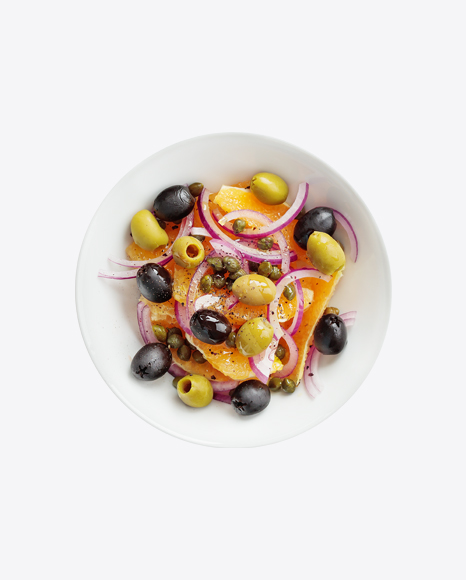 Salad w/ Orange Slices & Olives PNG