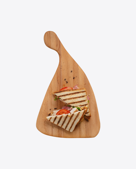 Club Sandwich on Wooden Board
